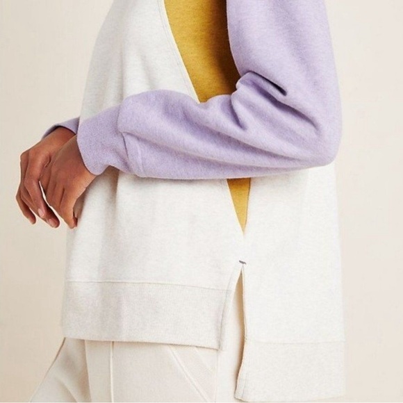 Almost NEW! Hi-low, split hem v cute Anthropologie Color Block Sweatshirt. - Picture 4 of 14